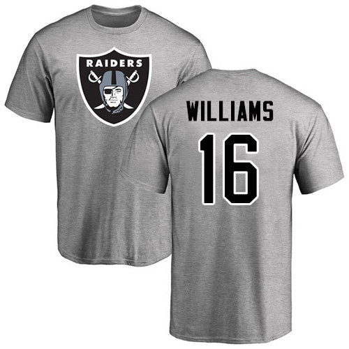 Men Oakland Raiders Ash Tyrell Williams Name and Number Logo NFL Football #16 T Shirt->nfl t-shirts->Sports Accessory